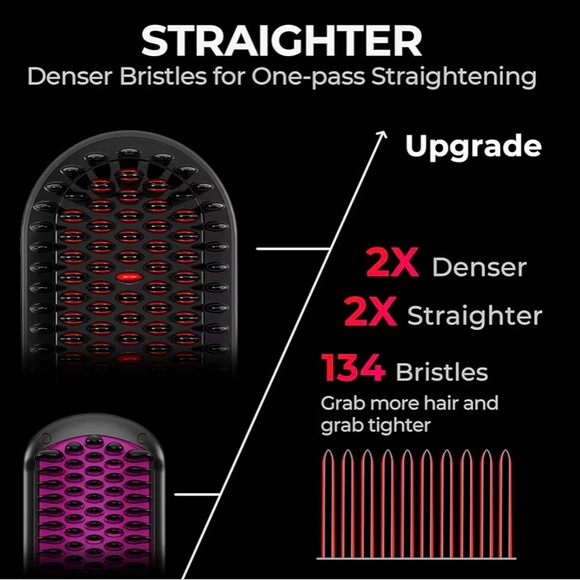 TYMO Black and Red Hair Straightening Brush - Picture 3 of 5